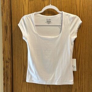 Women's White Square Neck Essential Tee nwt